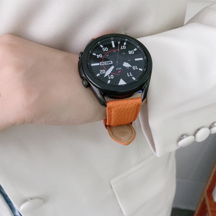 Couture Bracelet de montre en cuir texturé litchi, For Samsung Galaxy Watch 42mm, For Samsung Galaxy Watch 46mm, For Samsung Galaxy Watch 3 41mm, For Samsung Galaxy Watch 3 45mm, For Samsung Galaxy Watch Active2 40mm, For Samsung Galaxy Watch Active2 44mm