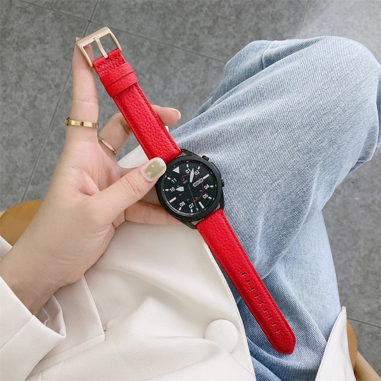 Couture Bracelet de montre en cuir texturé litchi, For Samsung Galaxy Watch 42mm, For Samsung Galaxy Watch 46mm, For Samsung Galaxy Watch 3 41mm, For Samsung Galaxy Watch 3 45mm, For Samsung Galaxy Watch Active2 40mm, For Samsung Galaxy Watch Active2 44mm