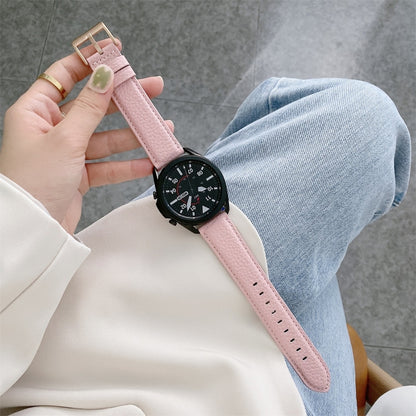 Couture Bracelet de montre en cuir texturé litchi, For Samsung Galaxy Watch 42mm, For Samsung Galaxy Watch 46mm, For Samsung Galaxy Watch 3 41mm, For Samsung Galaxy Watch 3 45mm, For Samsung Galaxy Watch Active2 40mm, For Samsung Galaxy Watch Active2 44mm