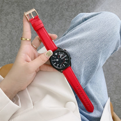 Couture Bracelet de montre en cuir texturé litchi, For Samsung Galaxy Watch 42mm, For Samsung Galaxy Watch 46mm, For Samsung Galaxy Watch 3 41mm, For Samsung Galaxy Watch 3 45mm, For Samsung Galaxy Watch Active2 40mm, For Samsung Galaxy Watch Active2 44mm