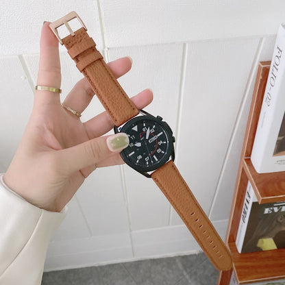 Couture Bracelet de montre en cuir texturé litchi, For Samsung Galaxy Watch 42mm, For Samsung Galaxy Watch 46mm, For Samsung Galaxy Watch 3 41mm, For Samsung Galaxy Watch 3 45mm, For Samsung Galaxy Watch Active2 40mm, For Samsung Galaxy Watch Active2 44mm