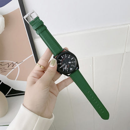 Couture Bracelet de montre en cuir texturé litchi, For Samsung Galaxy Watch 42mm, For Samsung Galaxy Watch 46mm, For Samsung Galaxy Watch 3 41mm, For Samsung Galaxy Watch 3 45mm, For Samsung Galaxy Watch Active2 40mm, For Samsung Galaxy Watch Active2 44mm