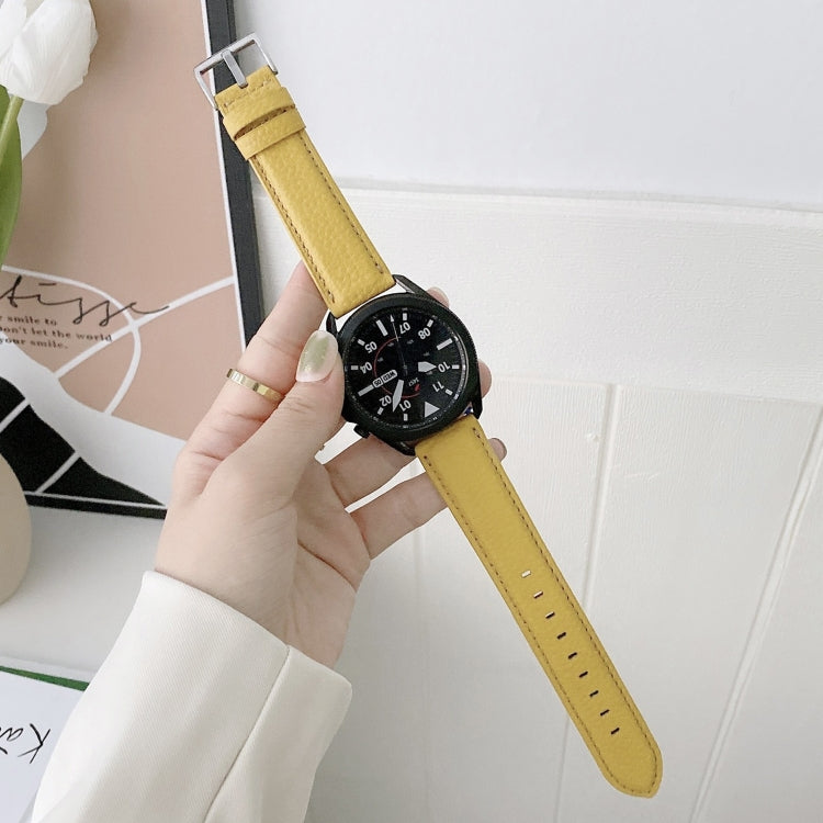 Couture Bracelet de montre en cuir texturé litchi, For Samsung Galaxy Watch 42mm, For Samsung Galaxy Watch 46mm, For Samsung Galaxy Watch 3 41mm, For Samsung Galaxy Watch 3 45mm, For Samsung Galaxy Watch Active2 40mm, For Samsung Galaxy Watch Active2 44mm