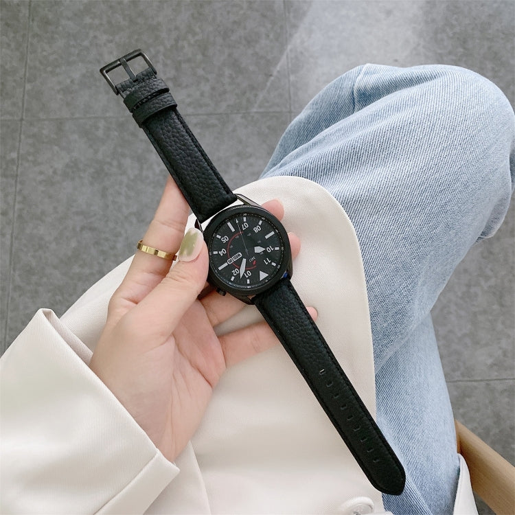 Couture Bracelet de montre en cuir texturé litchi, For Samsung Galaxy Watch 42mm, For Samsung Galaxy Watch 46mm, For Samsung Galaxy Watch 3 41mm, For Samsung Galaxy Watch 3 45mm, For Samsung Galaxy Watch Active2 40mm, For Samsung Galaxy Watch Active2 44mm