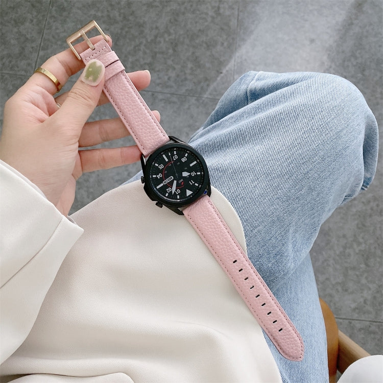Couture Bracelet de montre en cuir texturé litchi, For Samsung Galaxy Watch Active