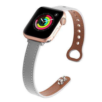 Bracelet de montre en cuir à double clou, For Apple Watch Series 7  41mm / & 6 & SE & 5 & 4 40mm, For Apple Watch Series  7  45mm / & 6 & SE & 5 & 4 44mm