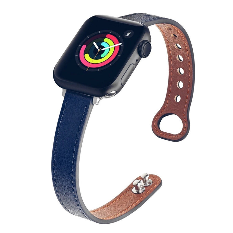 Bracelet de montre en cuir à double clou, For Apple Watch Series 7  41mm / & 6 & SE & 5 & 4 40mm, For Apple Watch Series  7  45mm / & 6 & SE & 5 & 4 44mm