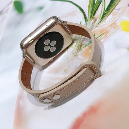 Bracelet de montre en cuir à double clou, For Apple Watch Series 7  41mm / & 6 & SE & 5 & 4 40mm, For Apple Watch Series  7  45mm / & 6 & SE & 5 & 4 44mm
