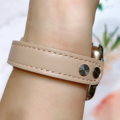 Bracelet de montre en cuir à double clou, For Apple Watch Series 7  41mm / & 6 & SE & 5 & 4 40mm, For Apple Watch Series  7  45mm / & 6 & SE & 5 & 4 44mm