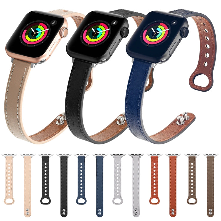 Bracelet de montre en cuir à double clou, For Apple Watch Series 7  41mm / & 6 & SE & 5 & 4 40mm, For Apple Watch Series  7  45mm / & 6 & SE & 5 & 4 44mm