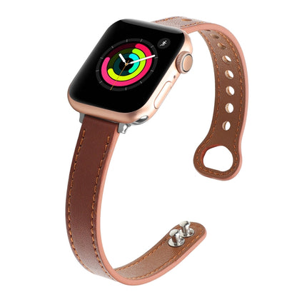 Bracelet de montre en cuir à double clou, For Apple Watch Series 7  41mm / & 6 & SE & 5 & 4 40mm, For Apple Watch Series  7  45mm / & 6 & SE & 5 & 4 44mm