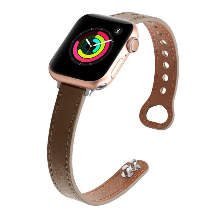 Bracelet de montre en cuir à double clou, For Apple Watch Series 7  41mm / & 6 & SE & 5 & 4 40mm, For Apple Watch Series  7  45mm / & 6 & SE & 5 & 4 44mm