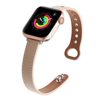 Bracelet de montre en cuir à double clou, For Apple Watch Series 7  41mm / & 6 & SE & 5 & 4 40mm, For Apple Watch Series  7  45mm / & 6 & SE & 5 & 4 44mm