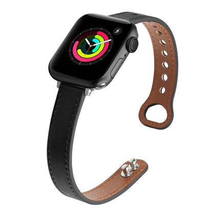Bracelet de montre en cuir à double clou, For Apple Watch Series 7  41mm / & 6 & SE & 5 & 4 40mm, For Apple Watch Series  7  45mm / & 6 & SE & 5 & 4 44mm