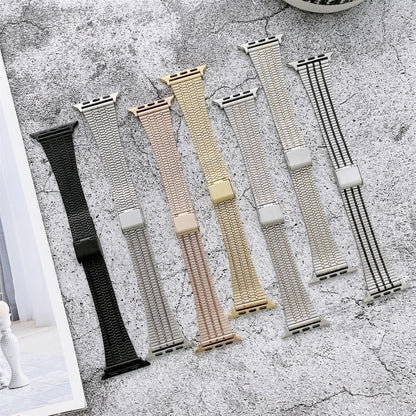 Bracelet de montre en acier à sept perles de couleur assortie, For Apple Watch Series 7  41mm / & 6 & SE & 5 & 4 40mm, For Apple Watch Series  7  45mm / & 6 & SE & 5 & 4 44mm