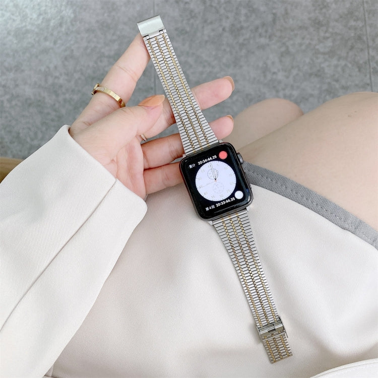 Bracelet de montre en acier à sept perles de couleur assortie, For Apple Watch Series 7  41mm / & 6 & SE & 5 & 4 40mm, For Apple Watch Series  7  45mm / & 6 & SE & 5 & 4 44mm