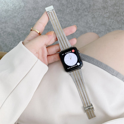 Bracelet de montre en acier à sept perles de couleur assortie, For Apple Watch Series 7  41mm / & 6 & SE & 5 & 4 40mm, For Apple Watch Series  7  45mm / & 6 & SE & 5 & 4 44mm