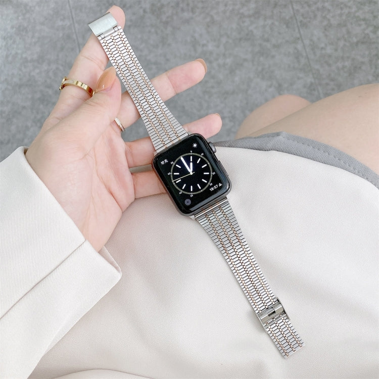 Bracelet de montre en acier à sept perles de couleur assortie, For Apple Watch Series 7  41mm / & 6 & SE & 5 & 4 40mm, For Apple Watch Series  7  45mm / & 6 & SE & 5 & 4 44mm