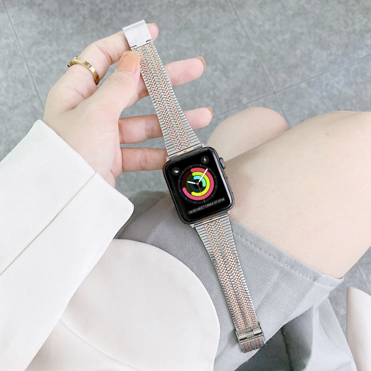 Bracelet de montre en acier à double lignes, For Apple Watch Series 7  41mm / & 6 & SE & 5 & 4 40mm, For Apple Watch Series  7  45mm / & 6 & SE & 5 & 4 44mm