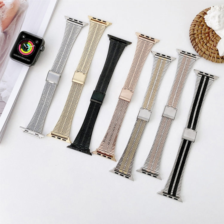 Bracelet de montre en acier à double lignes, For Apple Watch Series 7  41mm / & 6 & SE & 5 & 4 40mm, For Apple Watch Series  7  45mm / & 6 & SE & 5 & 4 44mm