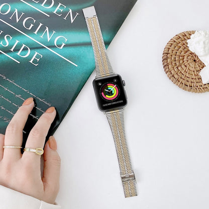 Bracelet de montre en acier à double lignes, For Apple Watch Series 7  41mm / & 6 & SE & 5 & 4 40mm, For Apple Watch Series  7  45mm / & 6 & SE & 5 & 4 44mm
