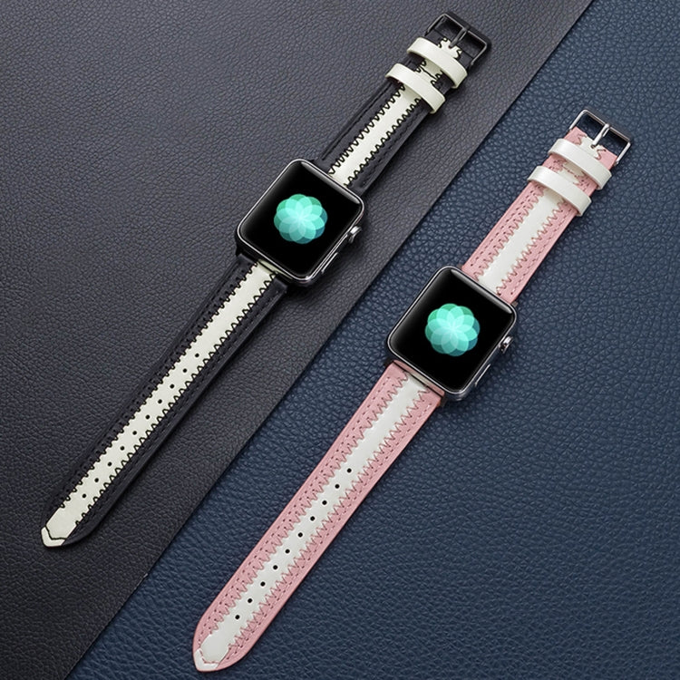 Bracelet de montre de remplacement lumineux en cuir de vachette, For Apple Watch Series 7  41mm / & 6 & SE & 5 & 4 40mm, For Apple Watch Series  7  45mm / & 6 & SE & 5 & 4 44mm