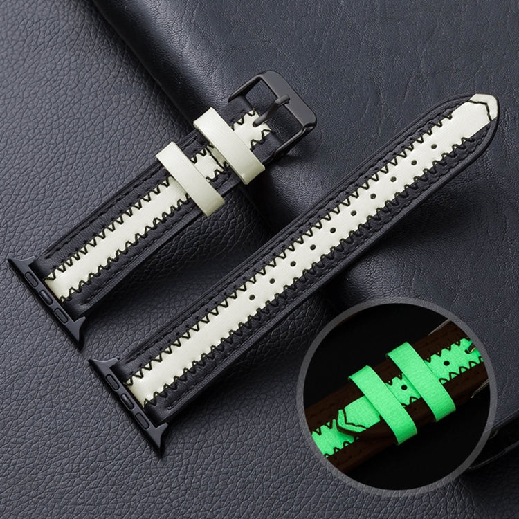 Bracelet de montre de remplacement lumineux en cuir de vachette, For Apple Watch Series 7  41mm / & 6 & SE & 5 & 4 40mm, For Apple Watch Series  7  45mm / & 6 & SE & 5 & 4 44mm