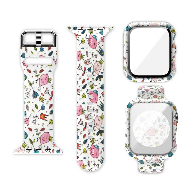 Bracelet de montre de remplacement intégré avec impression en silicone, For Apple Watch Series 6 / 5 / 4 / Watch SE 44mm, For Apple Watch Series 6 / 5 / 4 / Watch SE 40mm, For Apple Watch Series 3 & 2 & 1 42mm, For Apple Watch Series 3 & 2 & 1 38mm