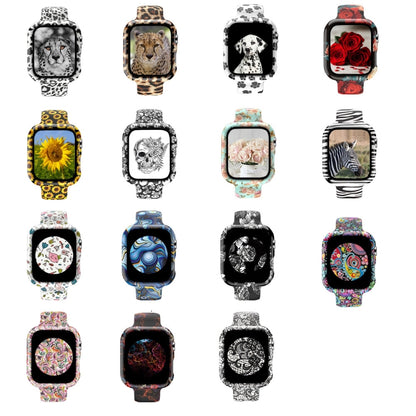 Bracelet de montre de remplacement intégré avec impression en silicone, For Apple Watch Series 6 / 5 / 4 / Watch SE 44mm, For Apple Watch Series 6 / 5 / 4 / Watch SE 40mm, For Apple Watch Series 3 & 2 & 1 42mm, For Apple Watch Series 3 & 2 & 1 38mm