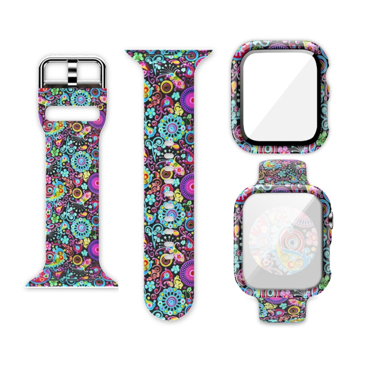 Bracelet de montre de remplacement intégré avec impression en silicone, For Apple Watch Series 6 / 5 / 4 / Watch SE 44mm, For Apple Watch Series 6 / 5 / 4 / Watch SE 40mm, For Apple Watch Series 3 & 2 & 1 42mm, For Apple Watch Series 3 & 2 & 1 38mm