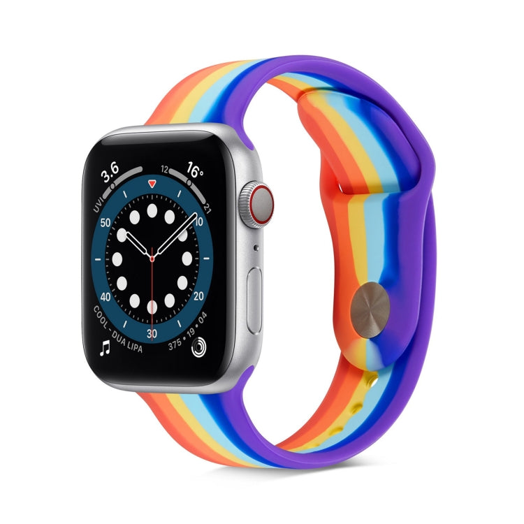 Bracelet de montre en silicone arc-en-ciel pour la série Apple Watch, 7 45mm / 6 & SE & 5 & 4 44mm / 3 & 2 & 1 42mm, 7 41mm / 6 & SE & 5 & 4 40mm / 3 & 2 & 1 38mm
