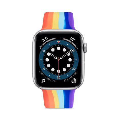 Bracelet de montre en silicone arc-en-ciel pour la série Apple Watch, 7 45mm / 6 & SE & 5 & 4 44mm / 3 & 2 & 1 42mm, 7 41mm / 6 & SE & 5 & 4 40mm / 3 & 2 & 1 38mm