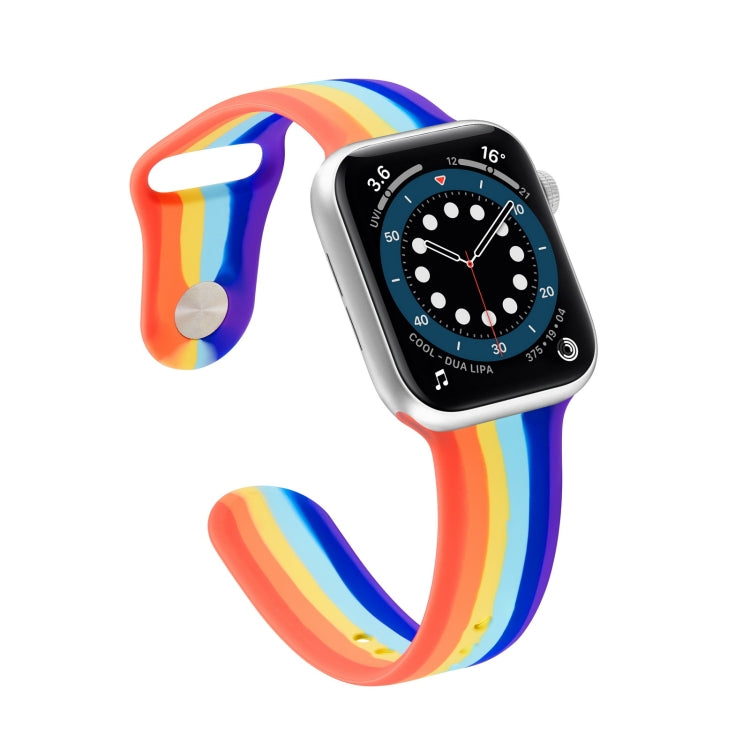 Bracelet de montre en silicone arc-en-ciel pour la série Apple Watch, 7 45mm / 6 & SE & 5 & 4 44mm / 3 & 2 & 1 42mm, 7 41mm / 6 & SE & 5 & 4 40mm / 3 & 2 & 1 38mm
