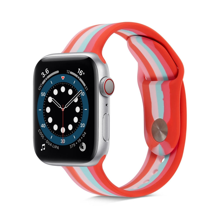 Bracelet de montre en silicone arc-en-ciel pour la série Apple Watch, 7 45mm / 6 & SE & 5 & 4 44mm / 3 & 2 & 1 42mm, 7 41mm / 6 & SE & 5 & 4 40mm / 3 & 2 & 1 38mm
