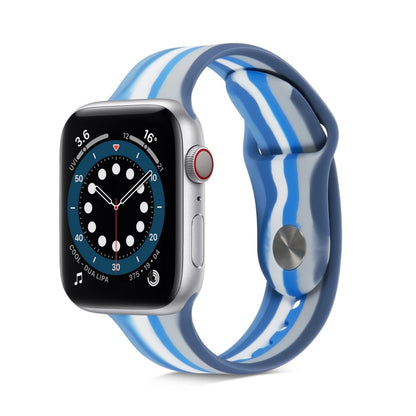 Bracelet de montre en silicone arc-en-ciel pour la série Apple Watch, 7 45mm / 6 & SE & 5 & 4 44mm / 3 & 2 & 1 42mm, 7 41mm / 6 & SE & 5 & 4 40mm / 3 & 2 & 1 38mm