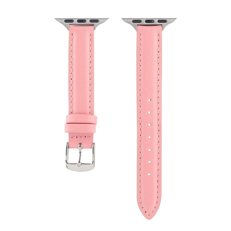 Bracelet de montre en cuir véritable mince de 14 mm pour la série Apple Watch, 7 45mm / 6 & SE & 5 & 4 44mm / 3 & 2 & 1 42mm, 7 41mm / 6 & SE & 5 & 4 40mm / 3 & 2 & 1 38mm