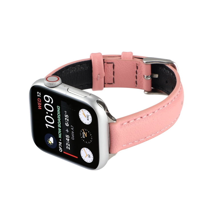 Bracelet de montre en cuir véritable mince de 14 mm pour la série Apple Watch, 7 45mm / 6 & SE & 5 & 4 44mm / 3 & 2 & 1 42mm, 7 41mm / 6 & SE & 5 & 4 40mm / 3 & 2 & 1 38mm