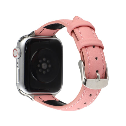 Bracelet de montre en cuir véritable mince de 14 mm pour la série Apple Watch, 7 45mm / 6 & SE & 5 & 4 44mm / 3 & 2 & 1 42mm, 7 41mm / 6 & SE & 5 & 4 40mm / 3 & 2 & 1 38mm