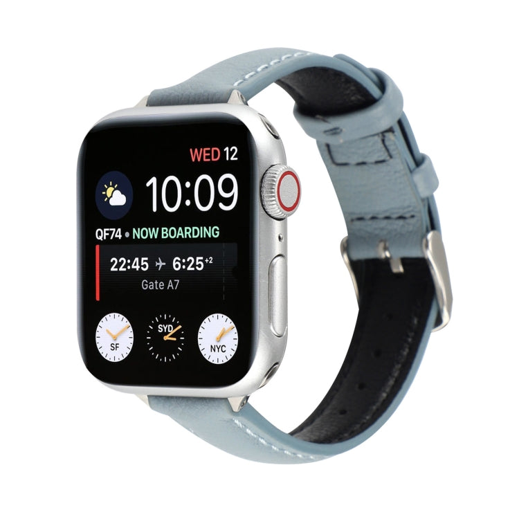Bracelet de montre en cuir véritable mince de 14 mm pour la série Apple Watch, 7 45mm / 6 & SE & 5 & 4 44mm / 3 & 2 & 1 42mm, 7 41mm / 6 & SE & 5 & 4 40mm / 3 & 2 & 1 38mm