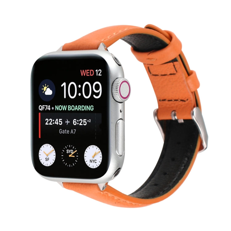 Bracelet de montre en cuir véritable mince de 14 mm pour la série Apple Watch, 7 45mm / 6 & SE & 5 & 4 44mm / 3 & 2 & 1 42mm, 7 41mm / 6 & SE & 5 & 4 40mm / 3 & 2 & 1 38mm