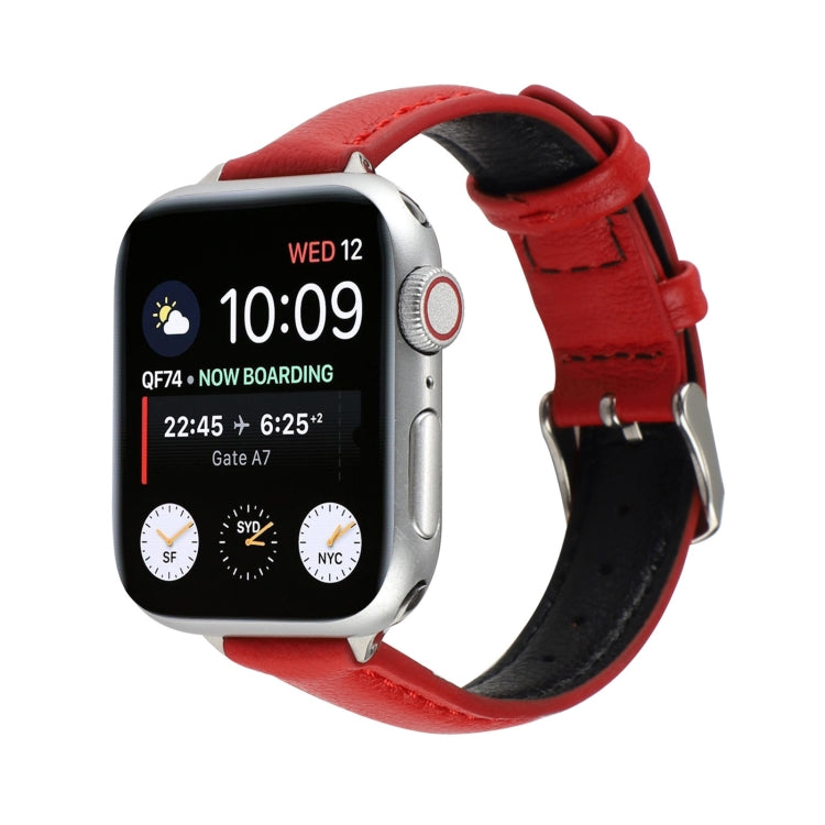 Bracelet de montre en cuir véritable mince de 14 mm pour la série Apple Watch, 7 45mm / 6 & SE & 5 & 4 44mm / 3 & 2 & 1 42mm, 7 41mm / 6 & SE & 5 & 4 40mm / 3 & 2 & 1 38mm