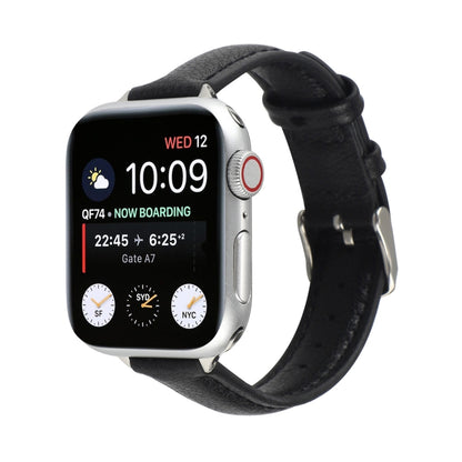 Bracelet de montre en cuir véritable mince de 14 mm pour la série Apple Watch, 7 45mm / 6 & SE & 5 & 4 44mm / 3 & 2 & 1 42mm, 7 41mm / 6 & SE & 5 & 4 40mm / 3 & 2 & 1 38mm