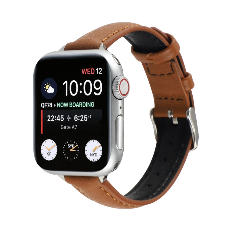 Bracelet de montre en cuir véritable mince de 14 mm pour la série Apple Watch, 7 45mm / 6 & SE & 5 & 4 44mm / 3 & 2 & 1 42mm, 7 41mm / 6 & SE & 5 & 4 40mm / 3 & 2 & 1 38mm