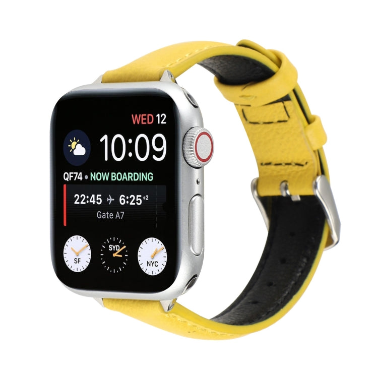 Bracelet de montre en cuir véritable mince de 14 mm pour la série Apple Watch, 7 45mm / 6 & SE & 5 & 4 44mm / 3 & 2 & 1 42mm, 7 41mm / 6 & SE & 5 & 4 40mm / 3 & 2 & 1 38mm
