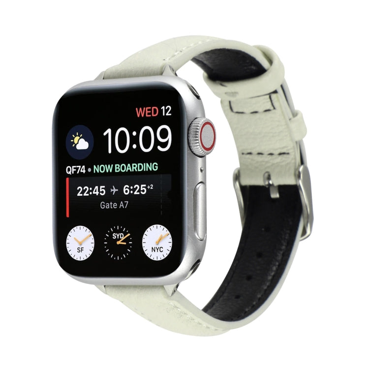 Bracelet de montre en cuir véritable mince de 14 mm pour la série Apple Watch, 7 45mm / 6 & SE & 5 & 4 44mm / 3 & 2 & 1 42mm, 7 41mm / 6 & SE & 5 & 4 40mm / 3 & 2 & 1 38mm