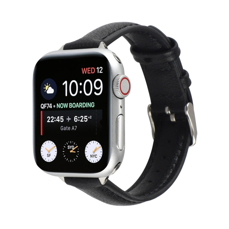 Bracelet de montre en cuir véritable mince de 14 mm pour la série Apple Watch, 7 45mm / 6 & SE & 5 & 4 44mm / 3 & 2 & 1 42mm, 7 41mm / 6 & SE & 5 & 4 40mm / 3 & 2 & 1 38mm