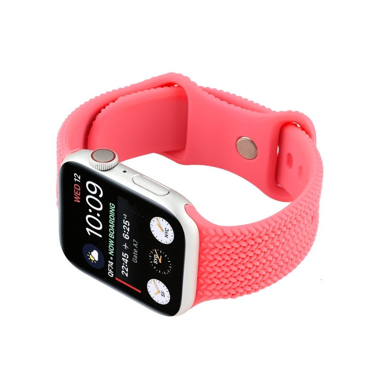 Bracelet de montre en silicone à boucle à motif tissé en forme de 8 pour la série Apple Watch, 7 45mm / 6 & SE & 5 & 4 44mm / 3 & 2 & 1 42mm, 7 41mm / 6 & SE & 5 & 4 40mm / 3 & 2 & 1 38mm