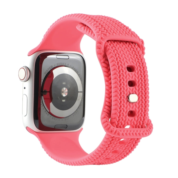 Bracelet de montre en silicone à boucle à motif tissé en forme de 8 pour la série Apple Watch, 7 45mm / 6 & SE & 5 & 4 44mm / 3 & 2 & 1 42mm, 7 41mm / 6 & SE & 5 & 4 40mm / 3 & 2 & 1 38mm