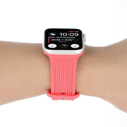 Bracelet de montre en silicone à boucle à motif tissé en forme de 8 pour la série Apple Watch, 7 45mm / 6 & SE & 5 & 4 44mm / 3 & 2 & 1 42mm, 7 41mm / 6 & SE & 5 & 4 40mm / 3 & 2 & 1 38mm