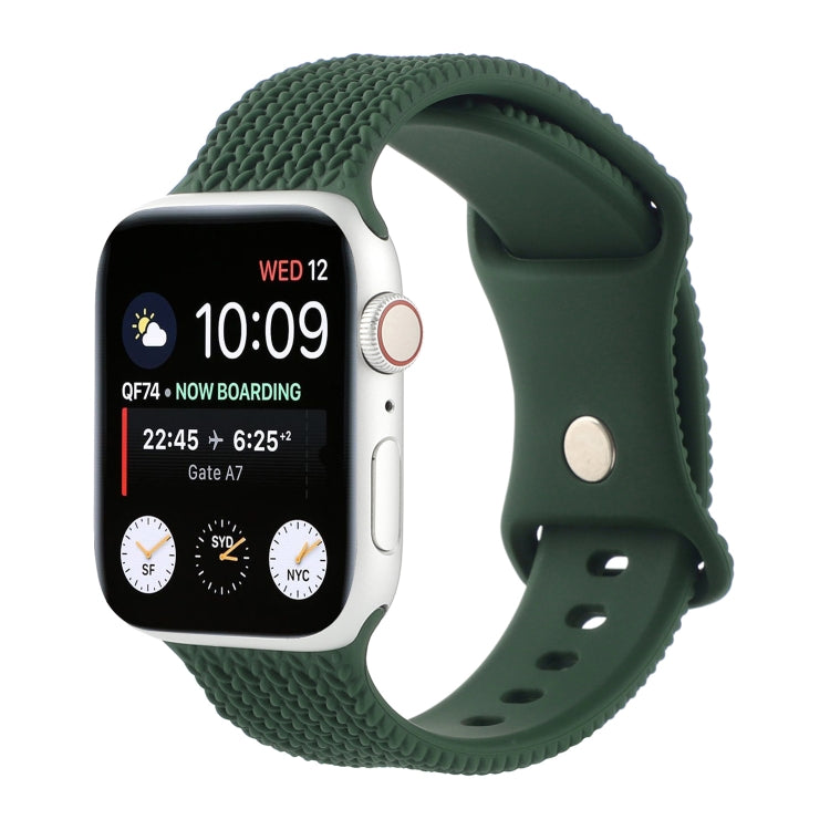 Bracelet de montre en silicone à boucle à motif tissé en forme de 8 pour la série Apple Watch, 7 45mm / 6 & SE & 5 & 4 44mm / 3 & 2 & 1 42mm, 7 41mm / 6 & SE & 5 & 4 40mm / 3 & 2 & 1 38mm
